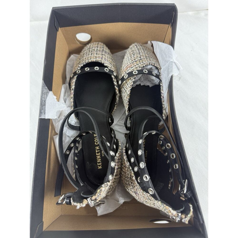 Kenneth Cole Mason d'Orsay Ankle Strap Flats Size 6 Black/Tweed - Picture 8 of 14